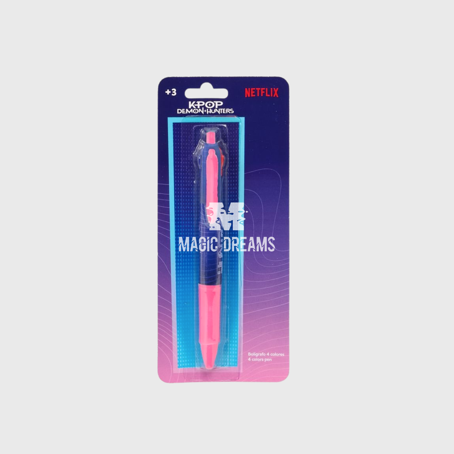 Caneta Retractil 4 Cores K-Pop Demon Hunters