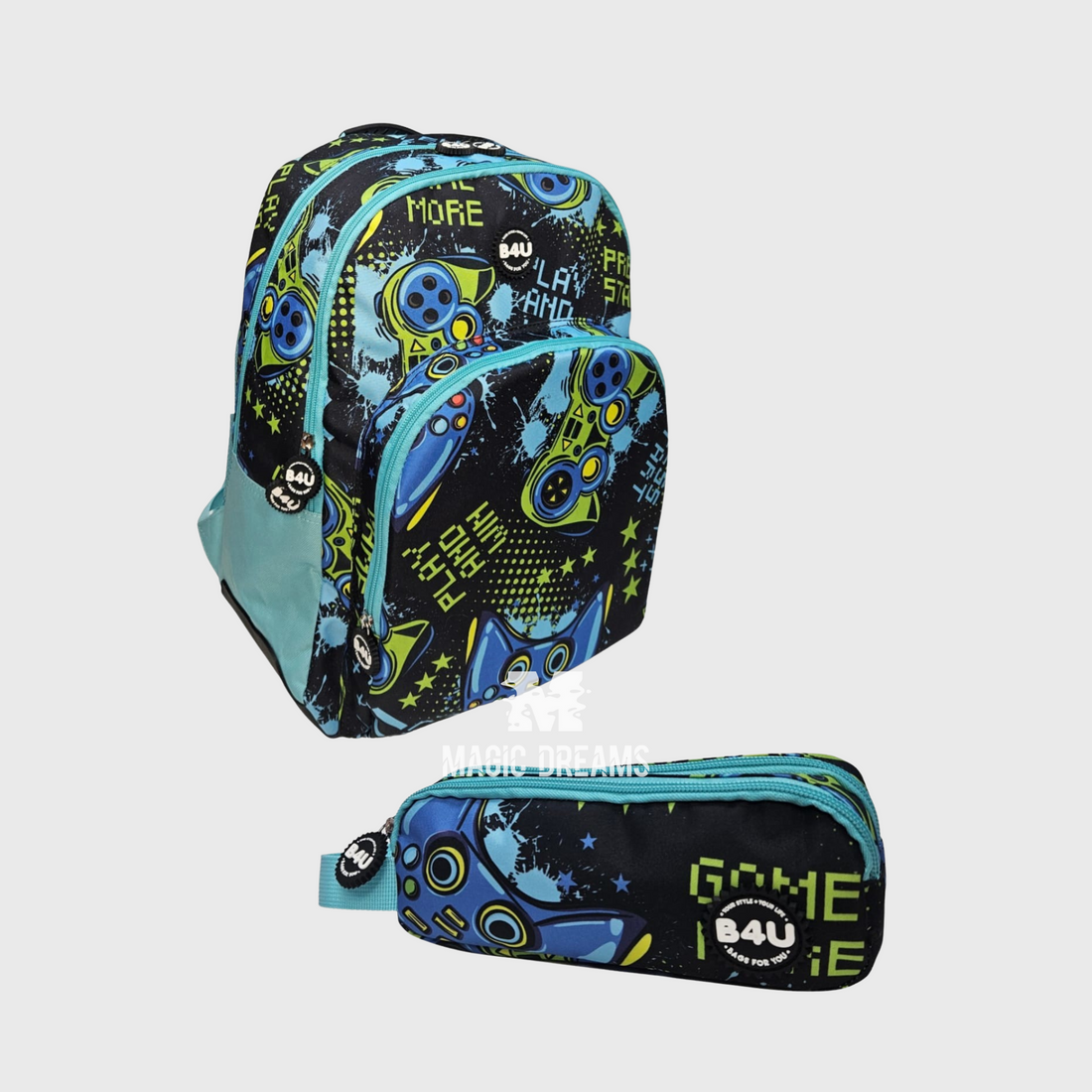 Conjunto Escolar Mochila Game + Estojo Duplo