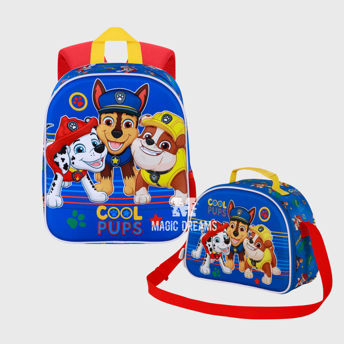 Conjunto Mochila Pré-Escolar 3D 31cm + Lancheira Térmica 3D Cool Patrulha Pata