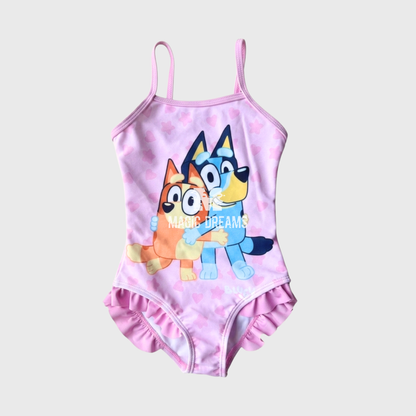 Fato de banho Bluey e Bingo Rosa (3-8 anos)