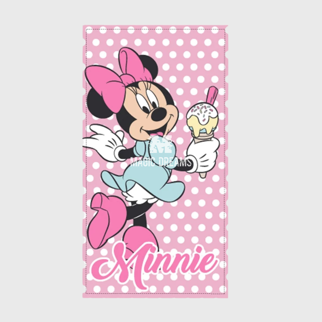 Toalha de Praia Minnie Mouse Ice Cream 70x140cm Microfibra