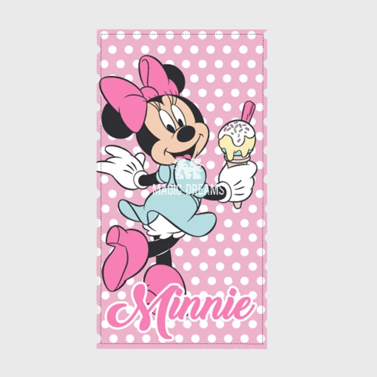 Toalha de Praia Minnie Mouse Ice Cream 70x140cm Microfibra