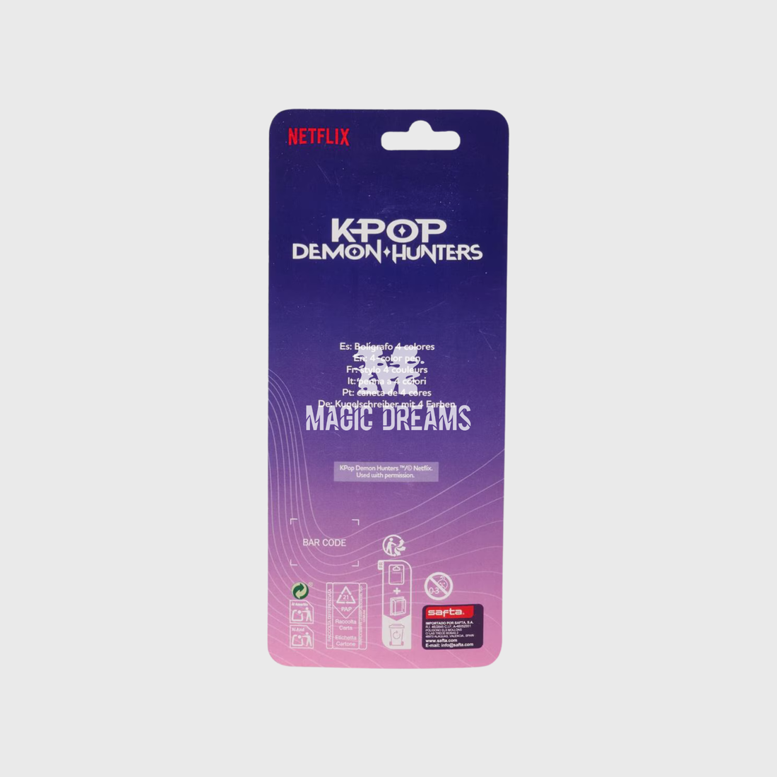Caneta Retractil 4 Cores K-Pop Demon Hunters
