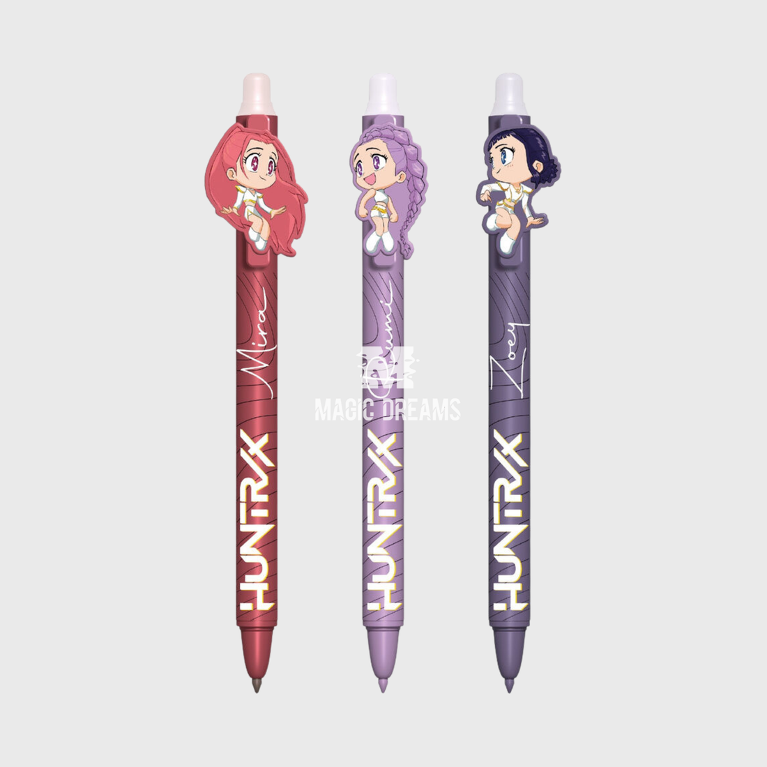 Set de Papelaria 3 Canetas Apagáveis K-Pop Demon Hunters