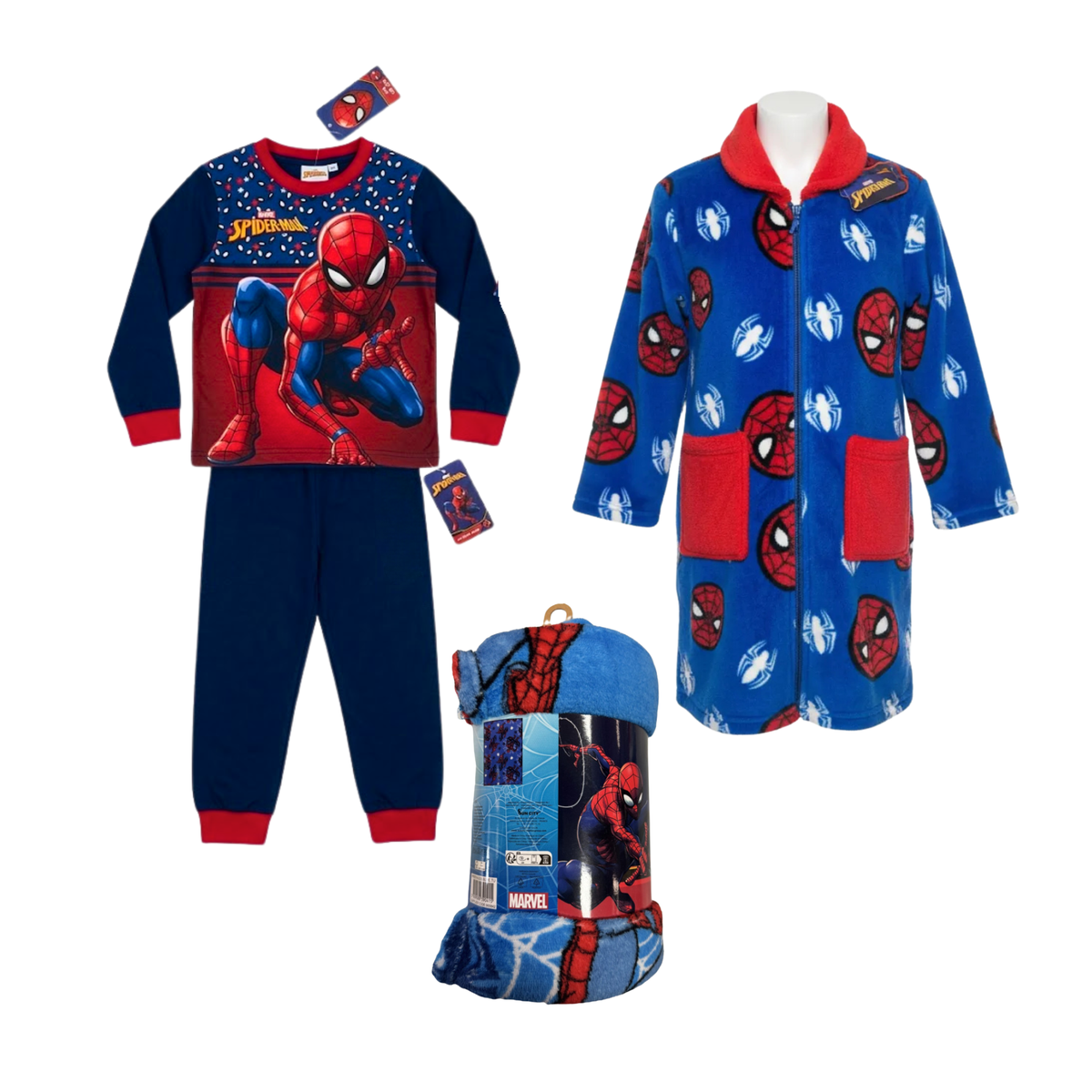 Box Dia do Pijama - Pijama Polar (Modelo Sortido) + Robe Coralina + Manta Coralina 100x140cm Spiderman