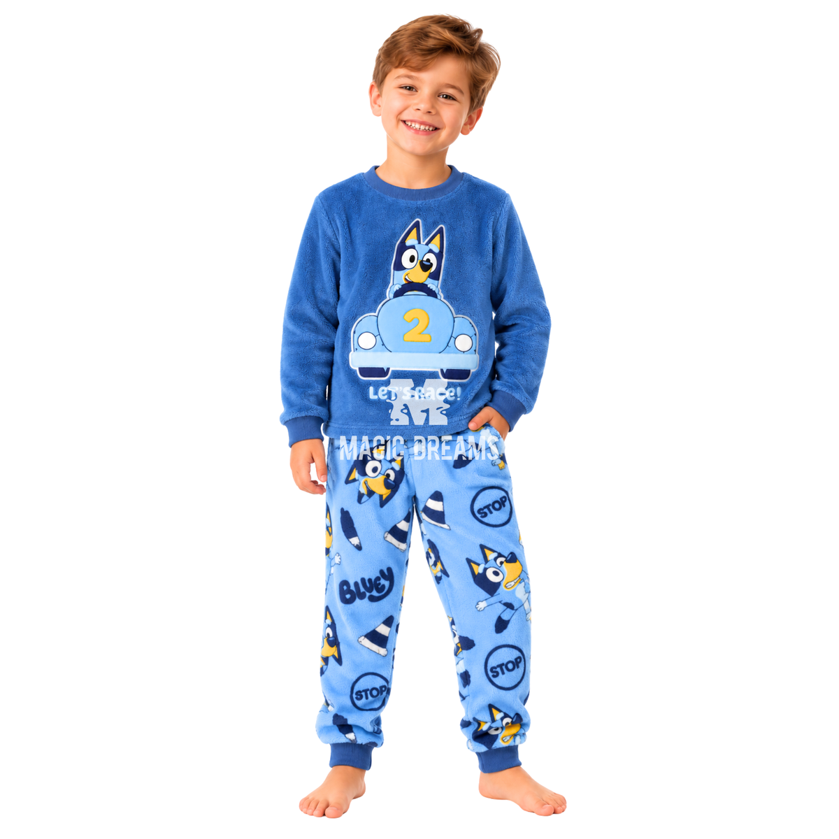 Box Dia do Pijama - Pijama Longo Coralina + Robe com Fecho Coralina Bluey e Bingo