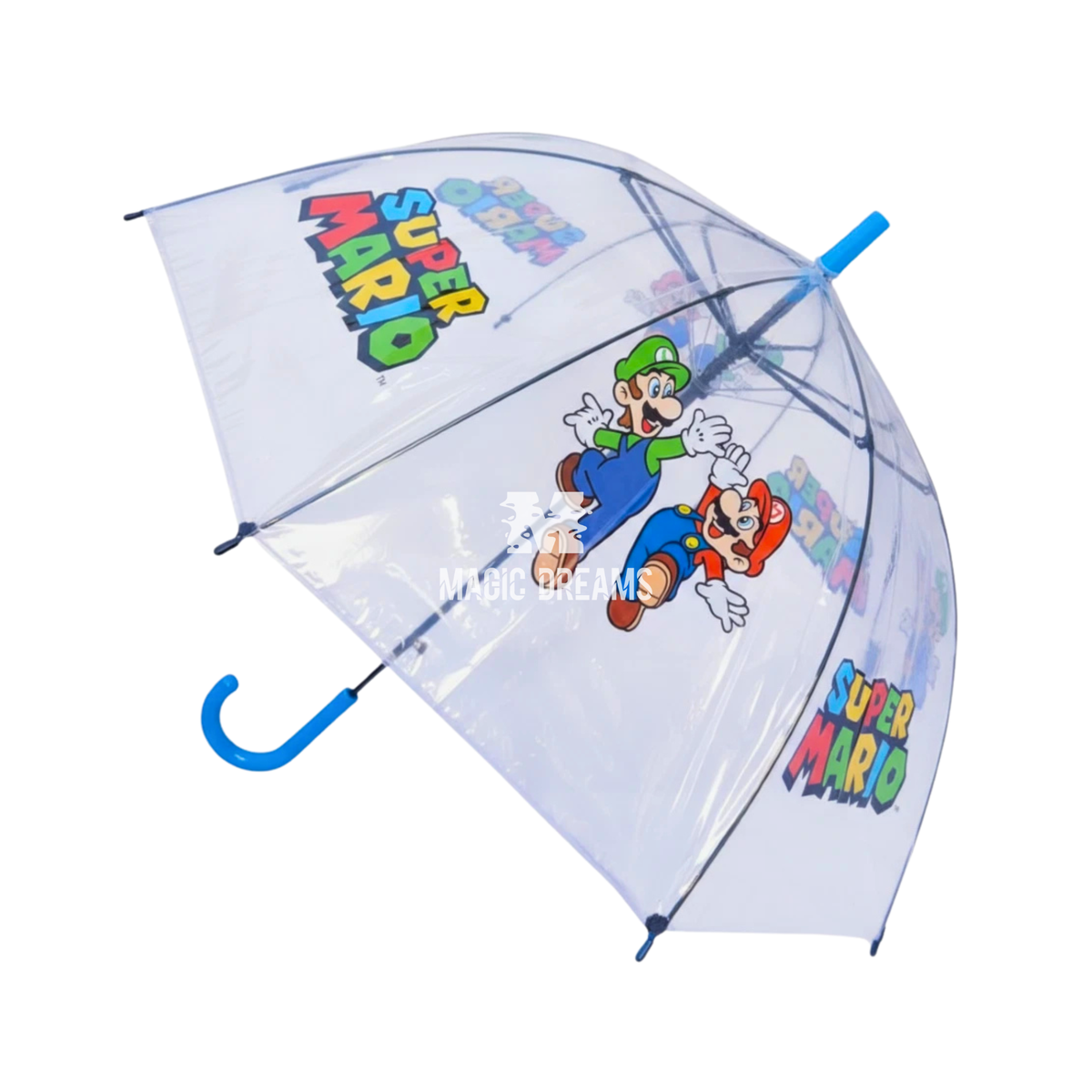 Guarda-Chuva Infantil Automático Transparente Super Mario e Luigi 75cm