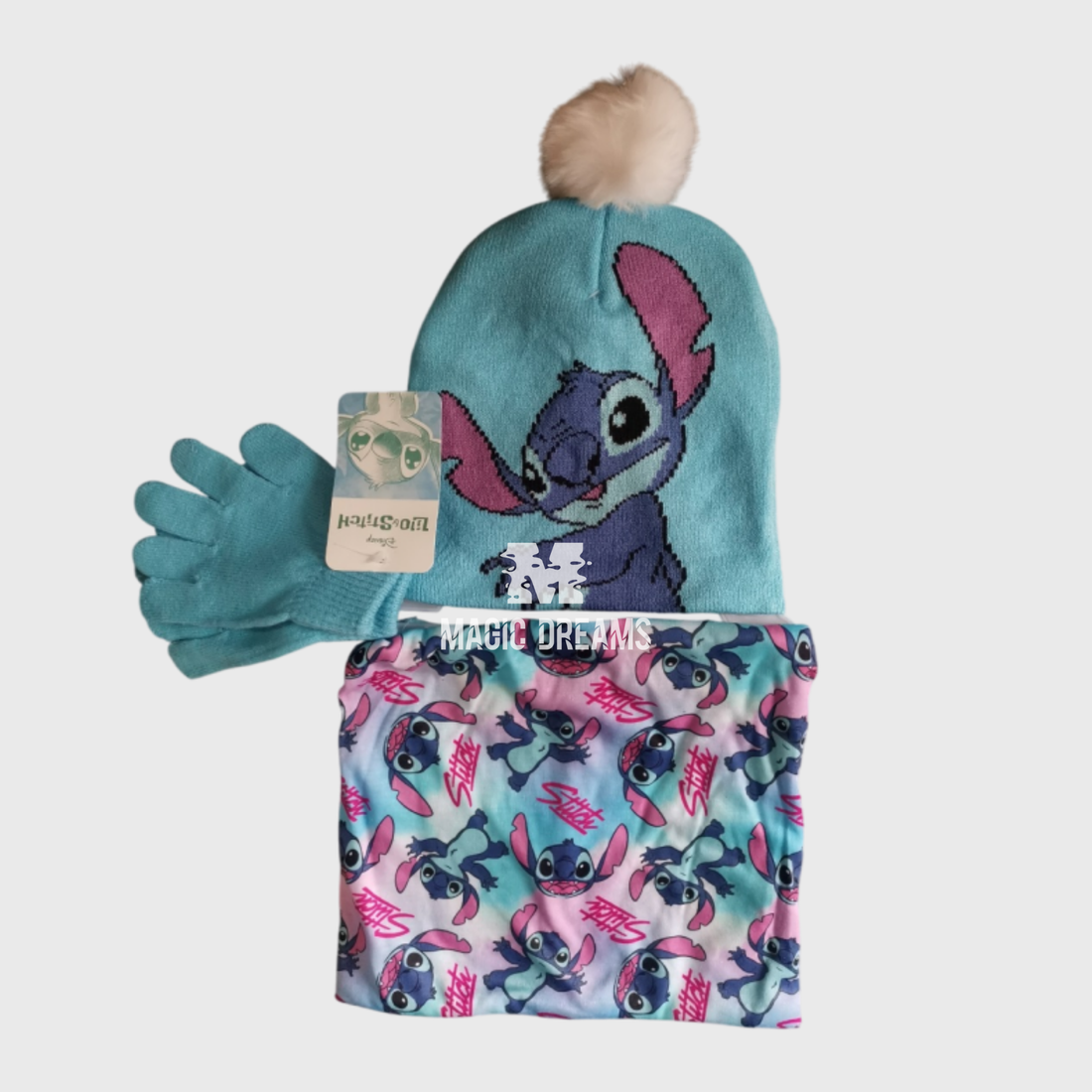 Conjunto de 3 Peças Gorro, Luvas e Gola Stitch
