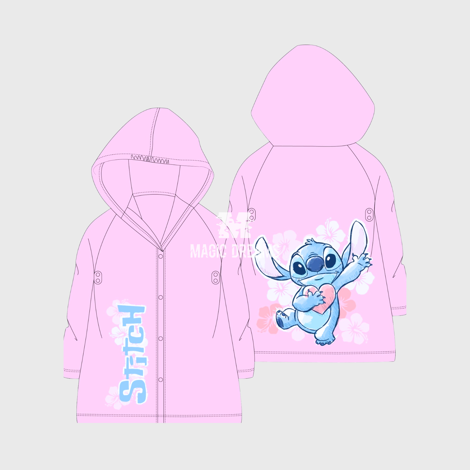 Capa de chuva Impermeável Stitch Menina 3-8 anos