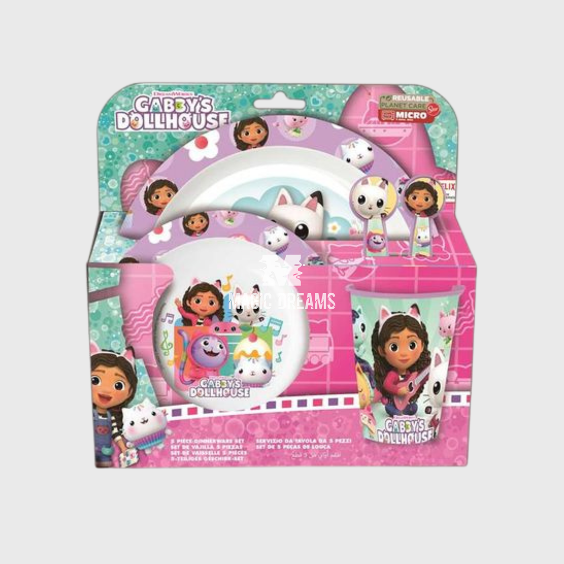 Conjunto de Refeição 5 Peças Micro Kids Gabby Dollhouse