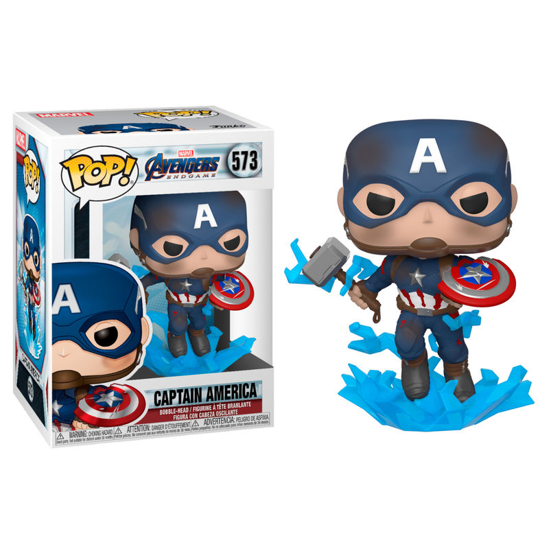 Figura POP Marvel Avengers Endgame Captain America with Broken Shield &amp; Mjolnir