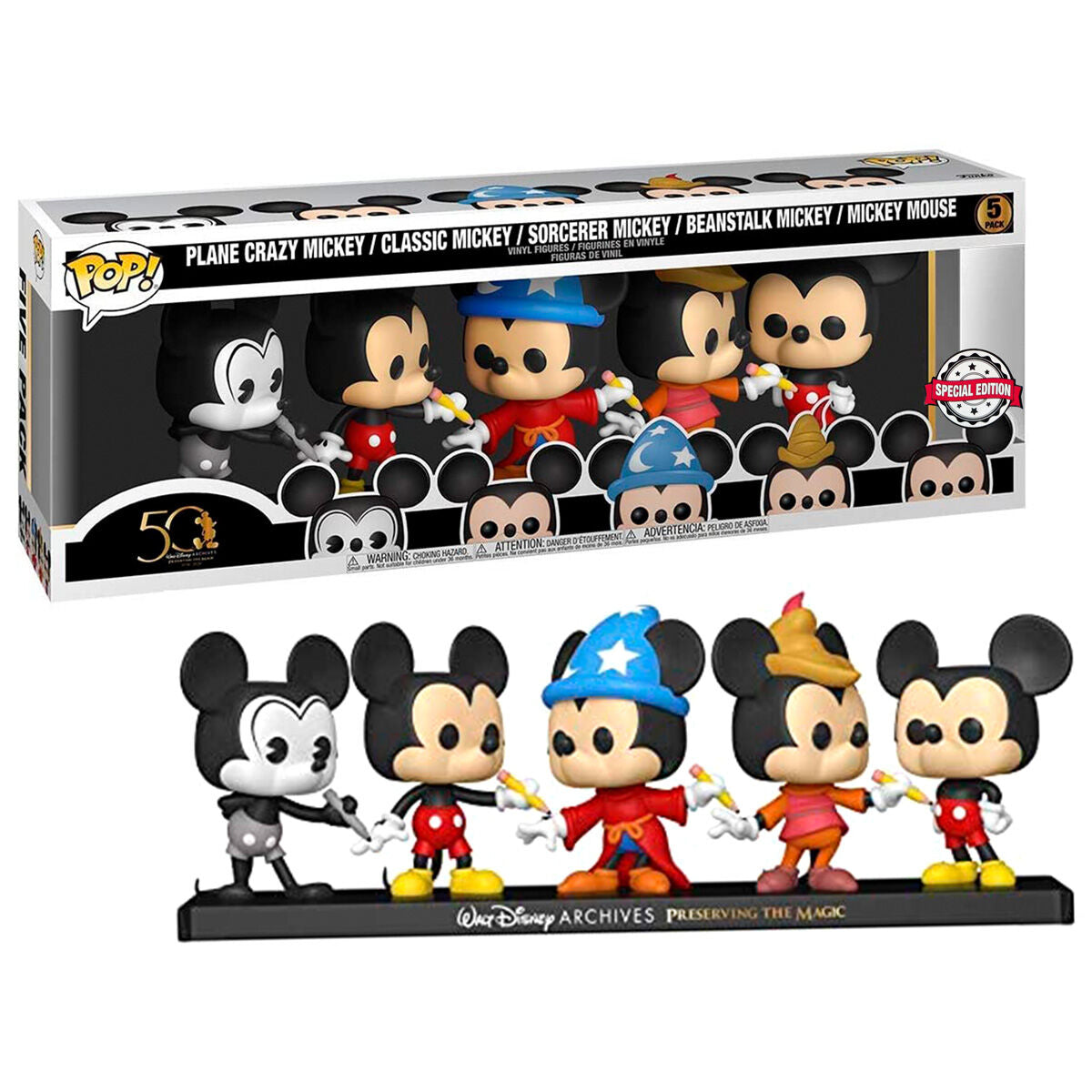 Pack 5 Figuras Funko POP Disney Archives Mickey Exclusive