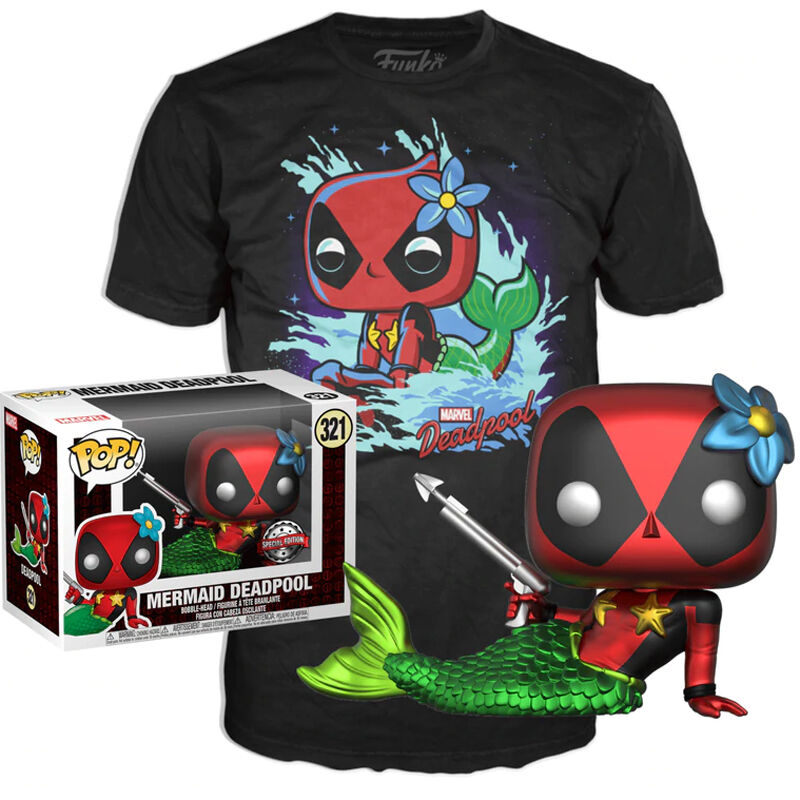 Set figura POP &amp; Tee Marvel Deadpool Mermaid Exclusive