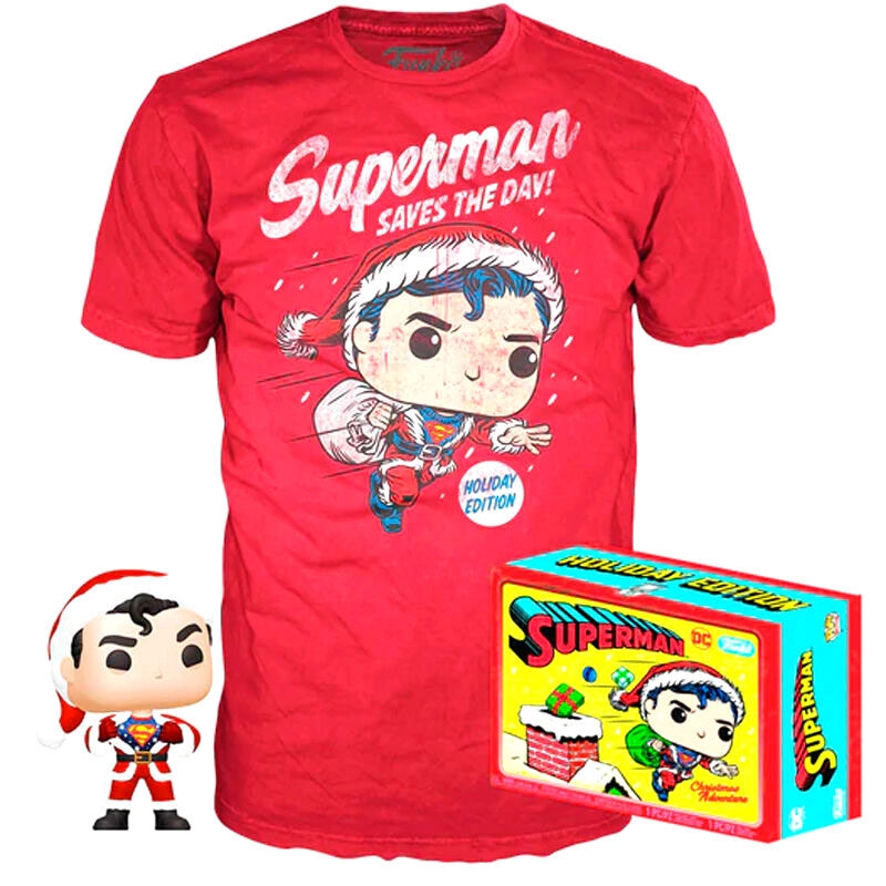 Set figura POP &amp; Tee DC Comics Superman Exclusive Flocked