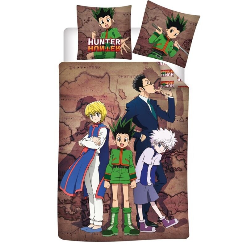 Capa de edredão e fronha Hunter x Hunter Cama de 90cm Algodão