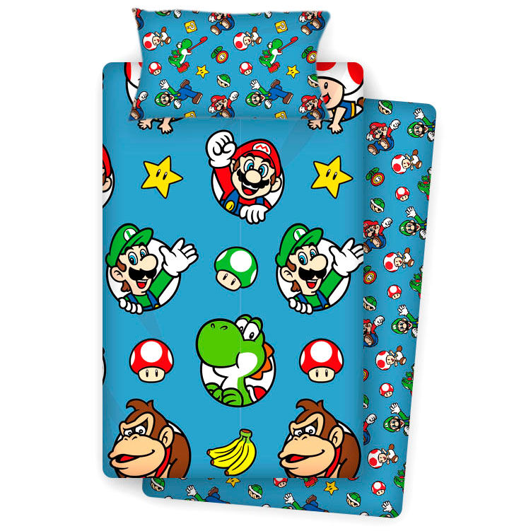 Capa de Edredão + Fronha Super Mario Bros Cama de 90cm