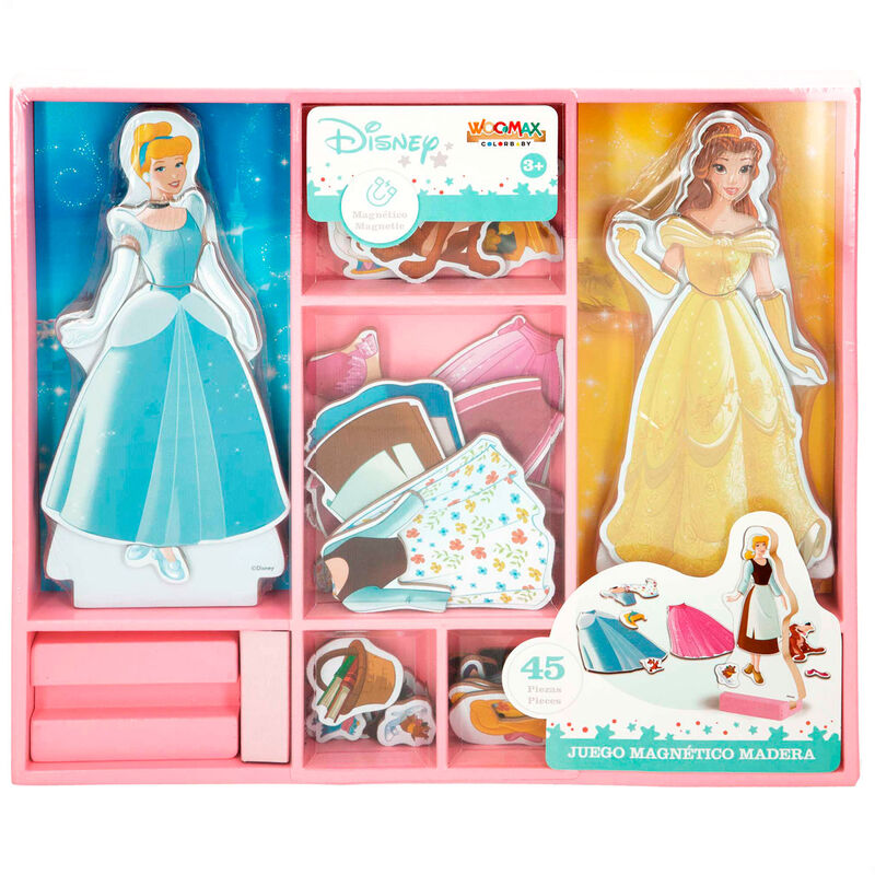 Jogo Magnético Madeira Vestidos Princesas Disney