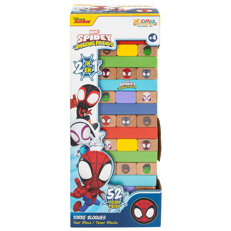 Jogo Torre Blocos + Dómino Madeira Spidey Marvel