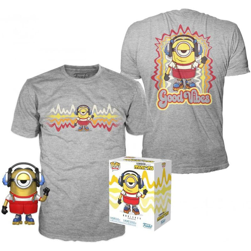 Set figura POP &amp; Tee Minions Roller Skating Stuart Metallic Exclusive