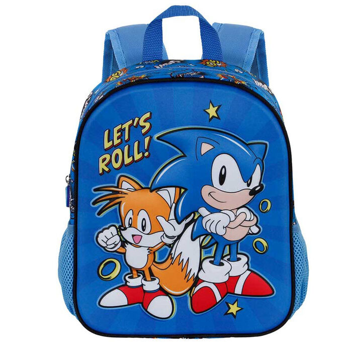 Mochila Pré-Escolar 3D Lets Roll Sonic The Hedgehog 31cm