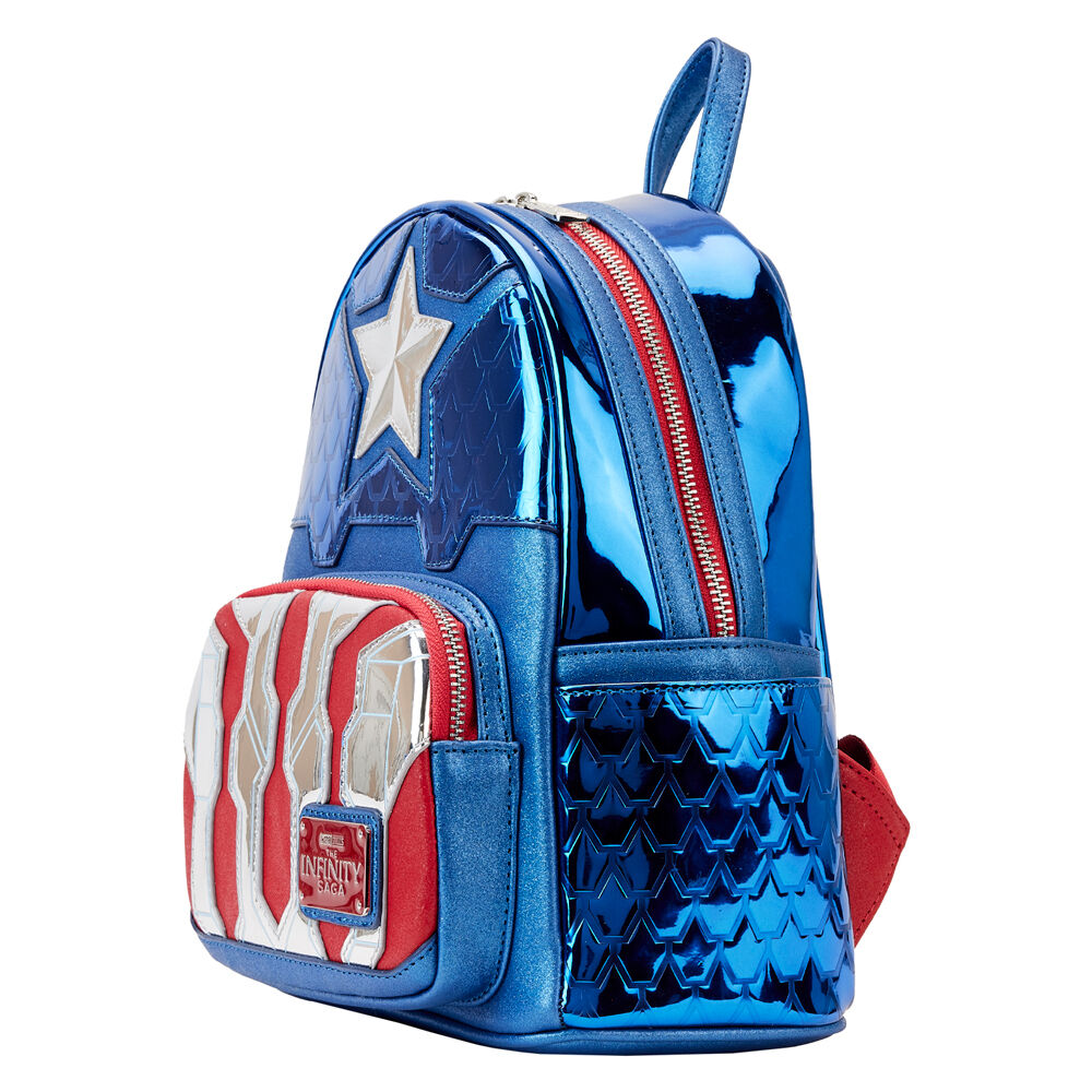 Mochila Pré-Escolar Metallic Capitão America Marvel Loungefly 26cm