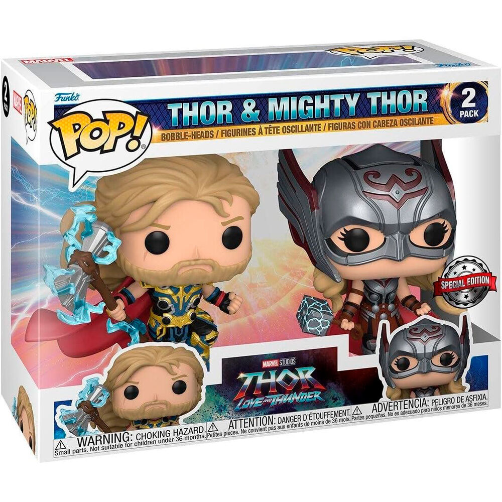 Blister 2 figuras POP Marvel Thor Love and Thunder Thor &amp; Mighty Thor Exclusive