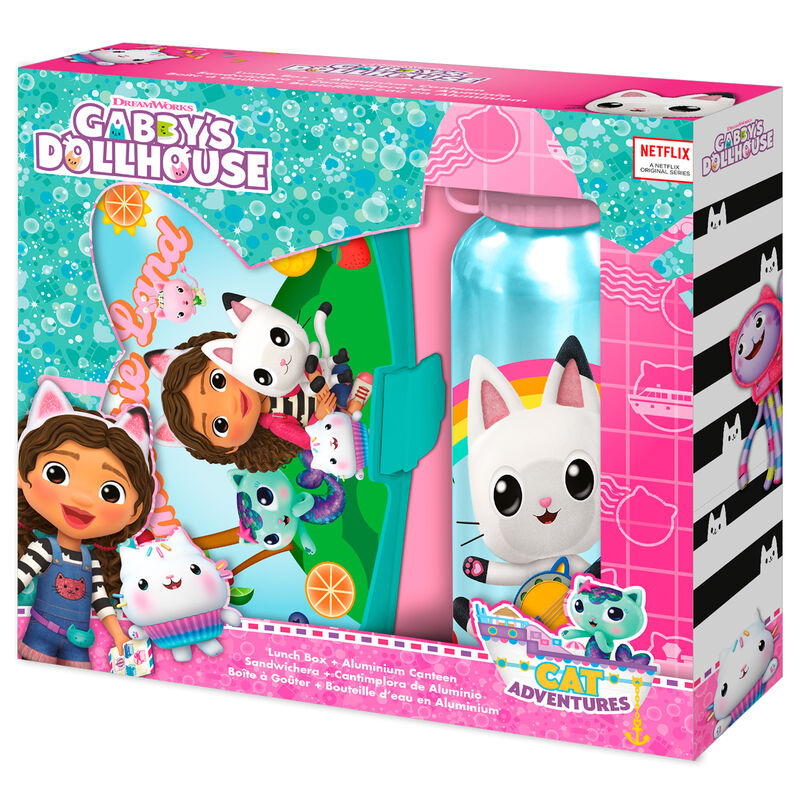 Conjunto Sanduicheira + Garrafa Aluminio Gabbys Dollhouse 500ml