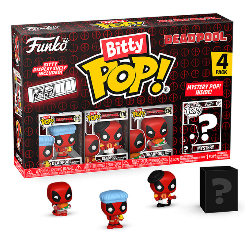 Pack 4 figuras Bitty POP Marvel Deadpool Bathtime
