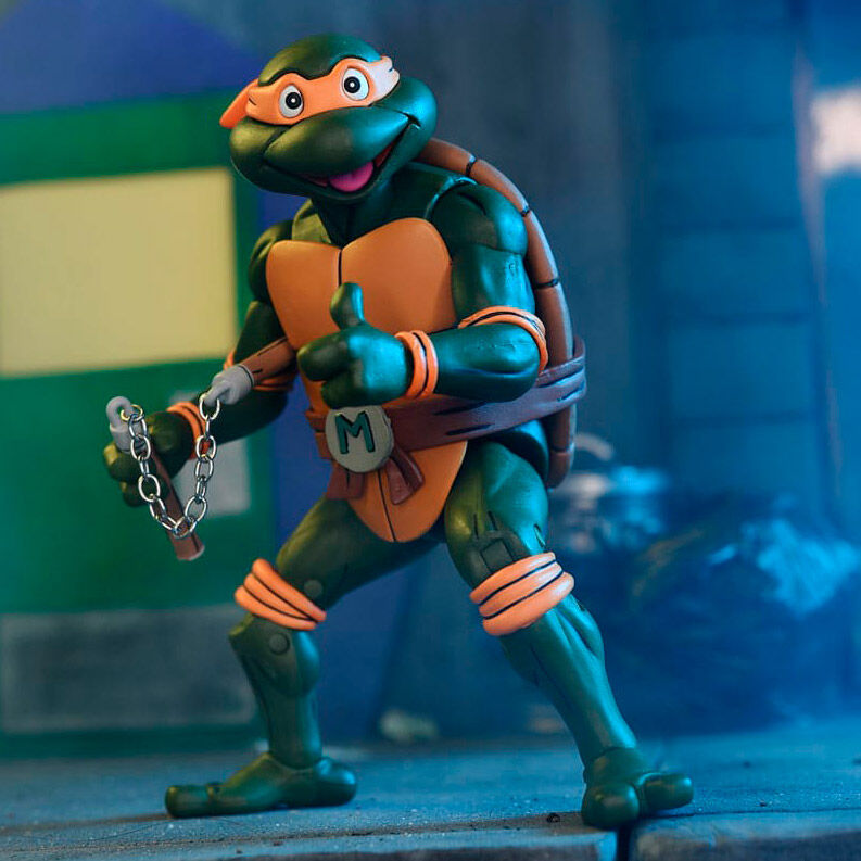 Figura Ultimate Michelangelo VHS Cartoon Tartarugas Ninja 18cm