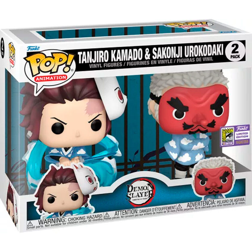 Blister 2 figuras POP Demon Slayer Kimetsu no Yaiba Tanjiro Kamado &amp; Sakonji Urokodaki