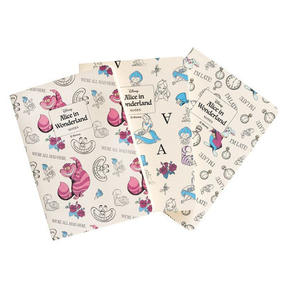 Set 3 Cadernos A6 Alice no Pais das Maravilhas Disney