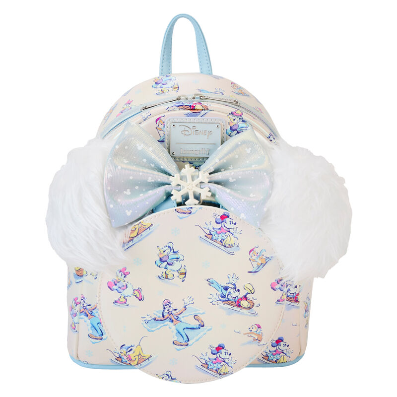 Mochila + Bandolete Orelhas Winter Wonderland Mickey and Friends Disney Loungefly 26cm