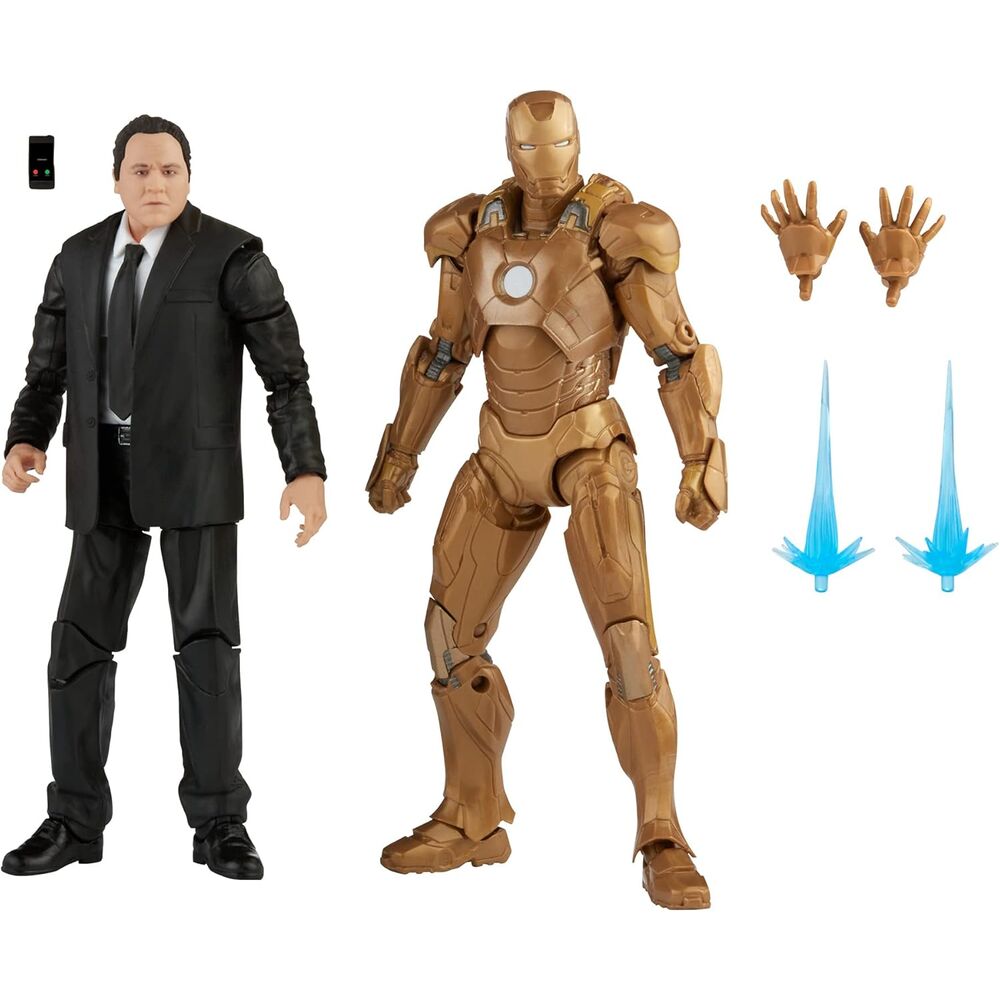 Pack 2 Figuras Happy Hogan and Iron Man Mark XXI Iron Man 3 The Infinity Saga Marvel 15cm
