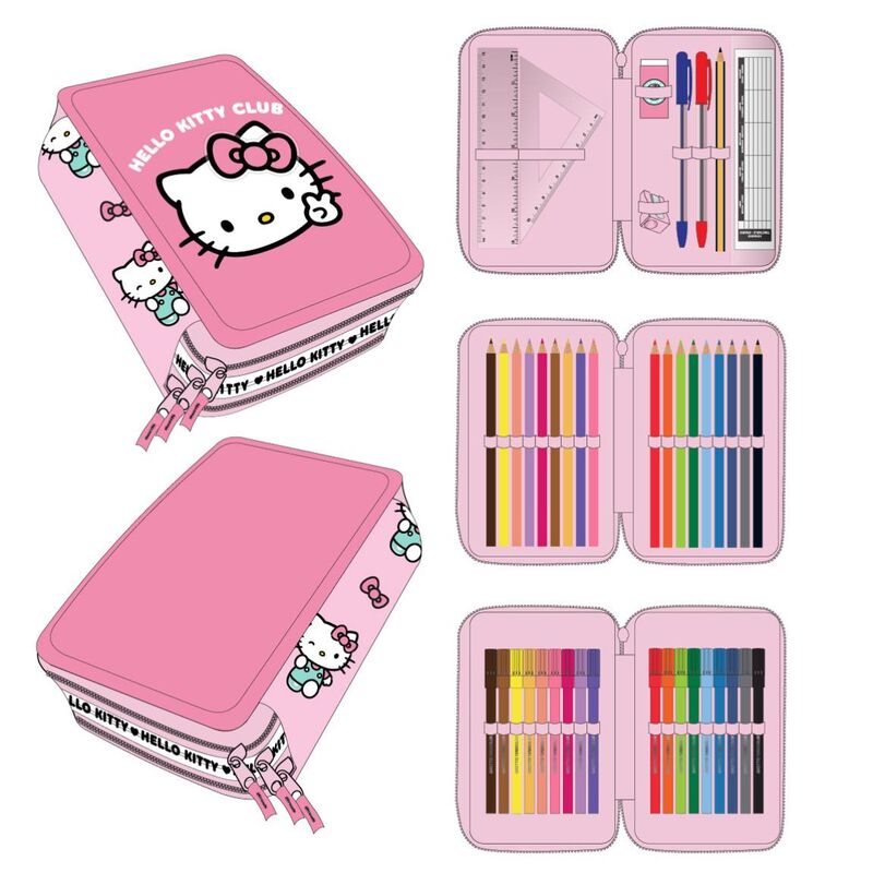 Estojo Triplo Hello Kitty
