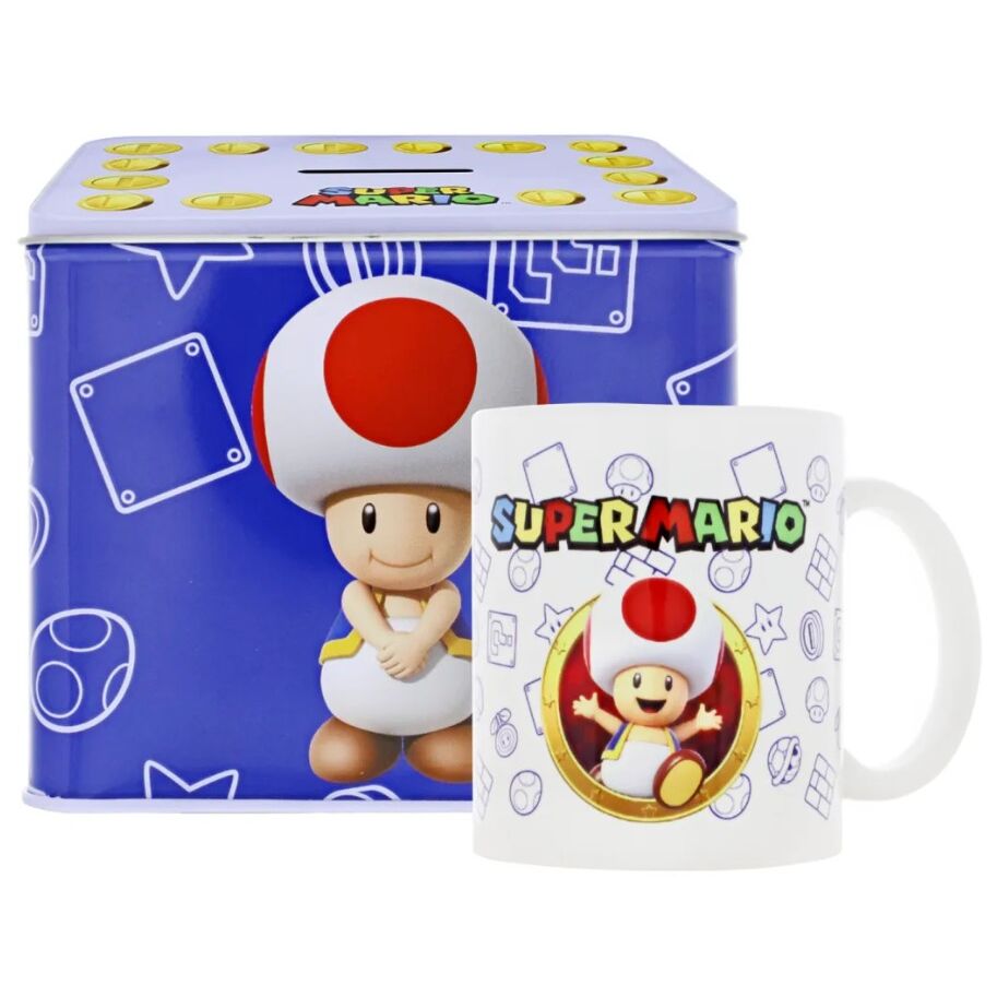 Caneca + Mealheiro Toad Super Mario Bros Nintendo