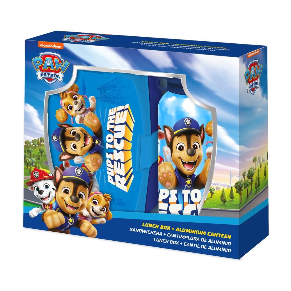 Conjunto Garrafa Alumínio 500ml + Sanduicheira Patrulha Pata