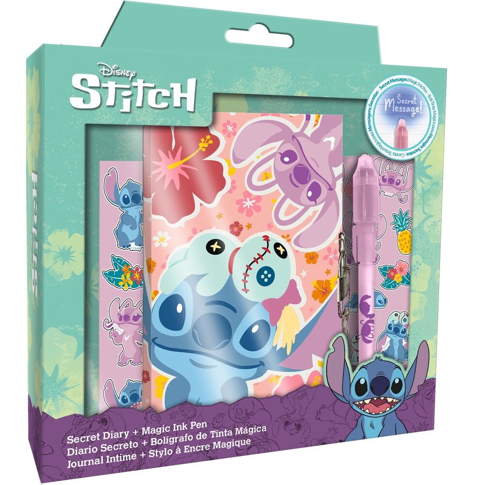 Diário + Caneta Mágica Stitch Disney