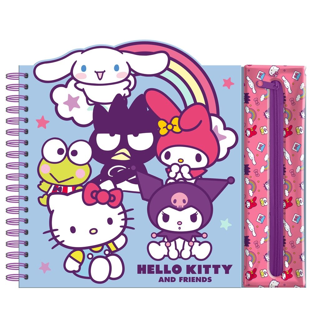 Caderino de ativdades + estojo removível Hello Kitty and Friends