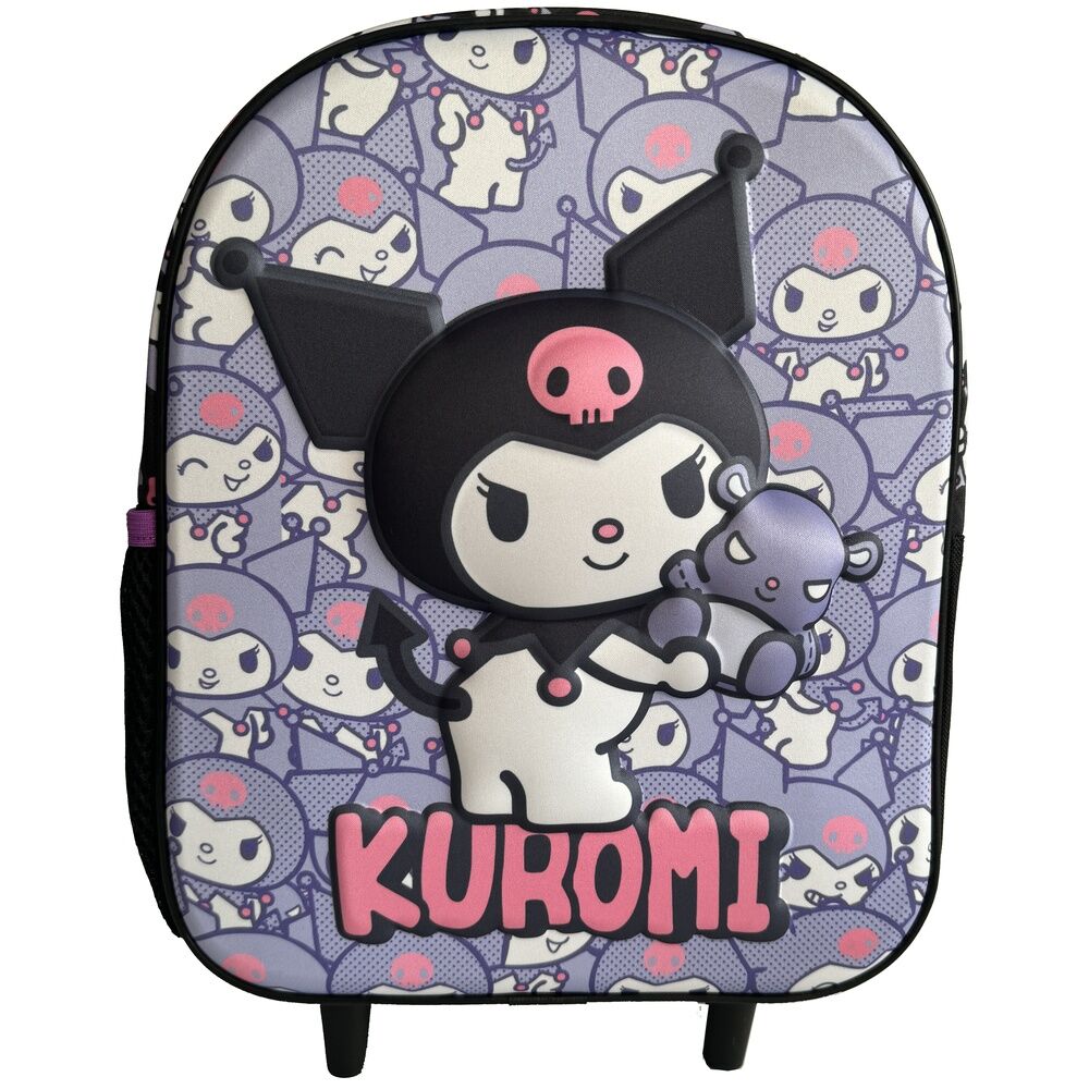 Mochila Pré-Escolar Trolley 3D Kuromi Hello Kitty 32cm