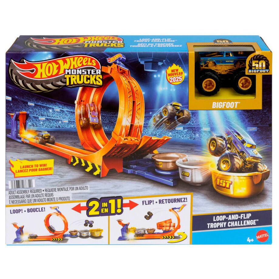 Pista Hot Wheels Monster Trucks Loop and Flip Trophy Challenge
