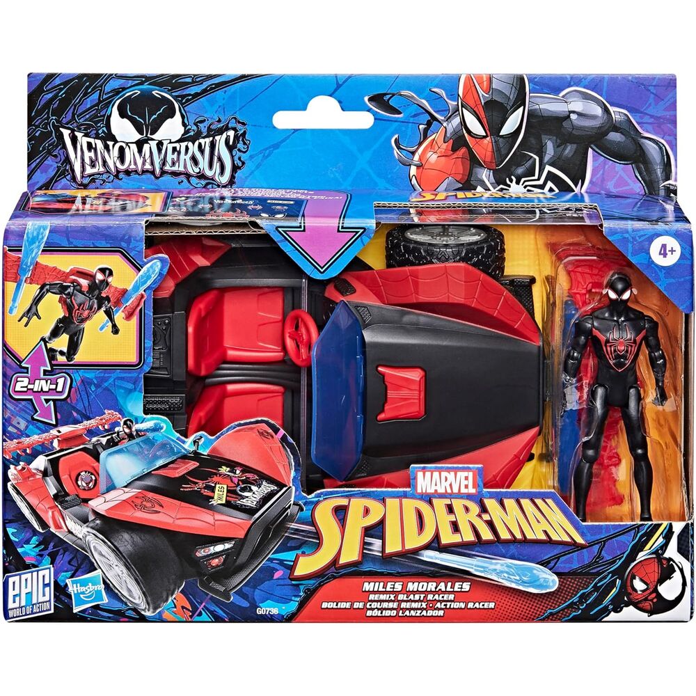 Carro Lançador + Miles Morales Venom Versus Epic World of Action Spider-Man Marvel Figura