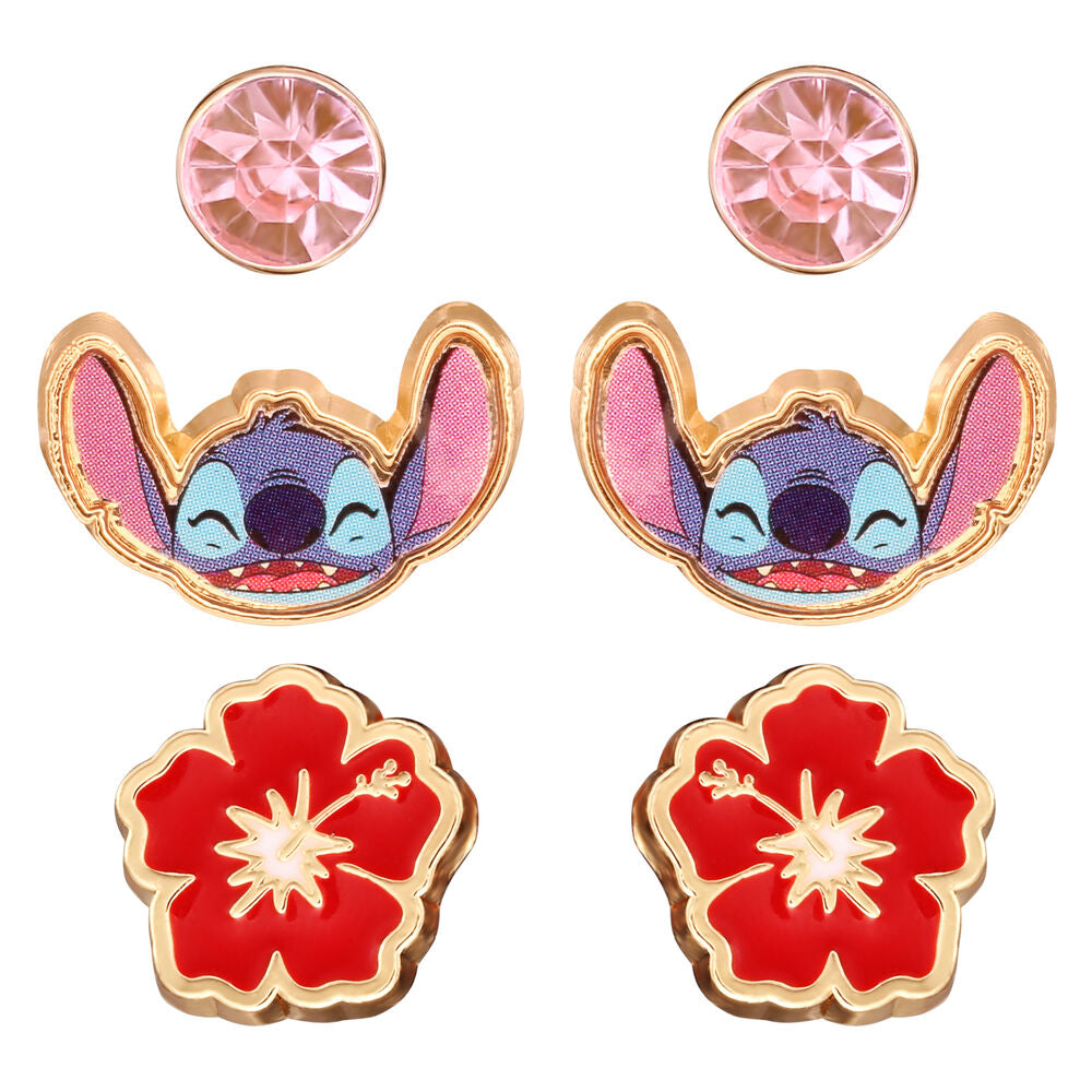 Set de 3 Pares Brincos Stitch Disney