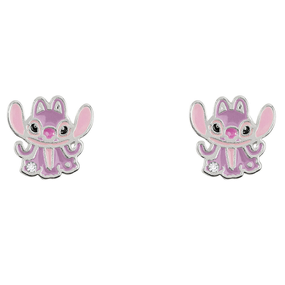 Brincos Prateados Angel Stitch Disney