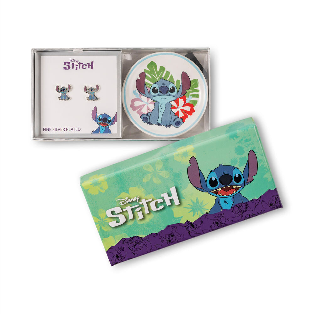 Brincos em Prata + Prato Stitch Disney