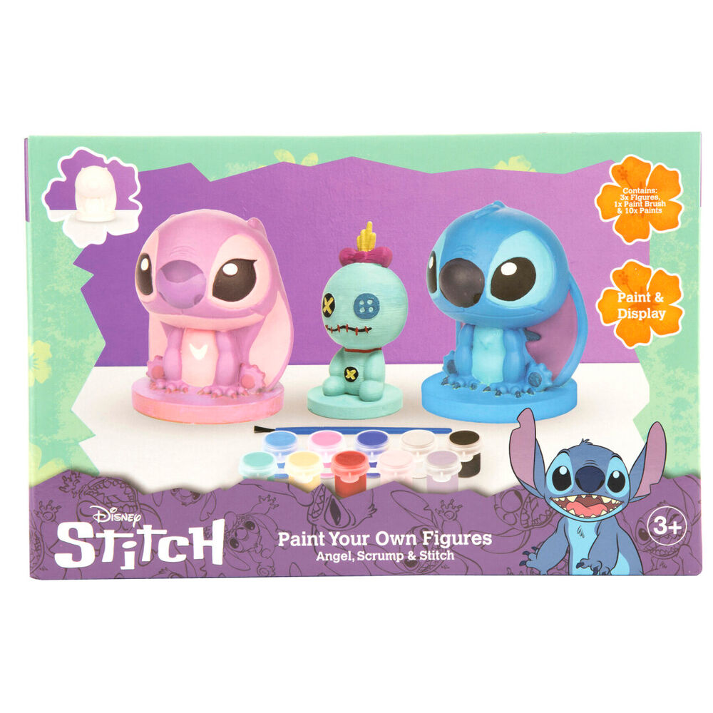 Pack 3 Figuras Gesso para Pintar Stitch Disney