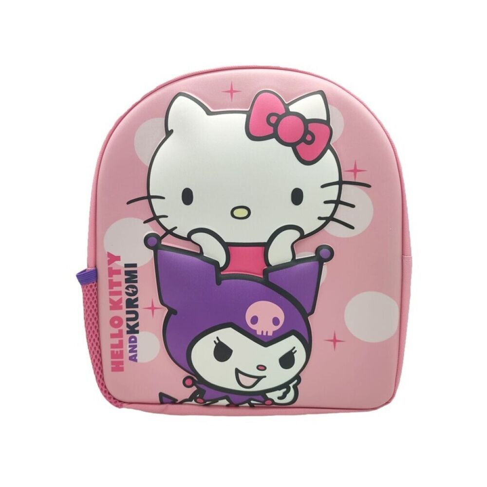 Mochila Pré-Escolar 3D Kuromi &amp; Hello Kitty 30cm