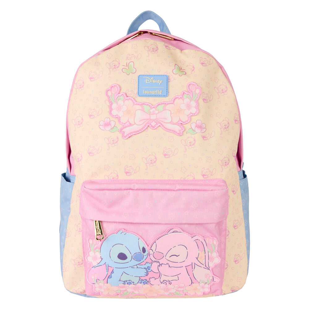 Mochila Escolar Nylon Stitch &amp; Angel Stitch Disney Loungefly 43cm