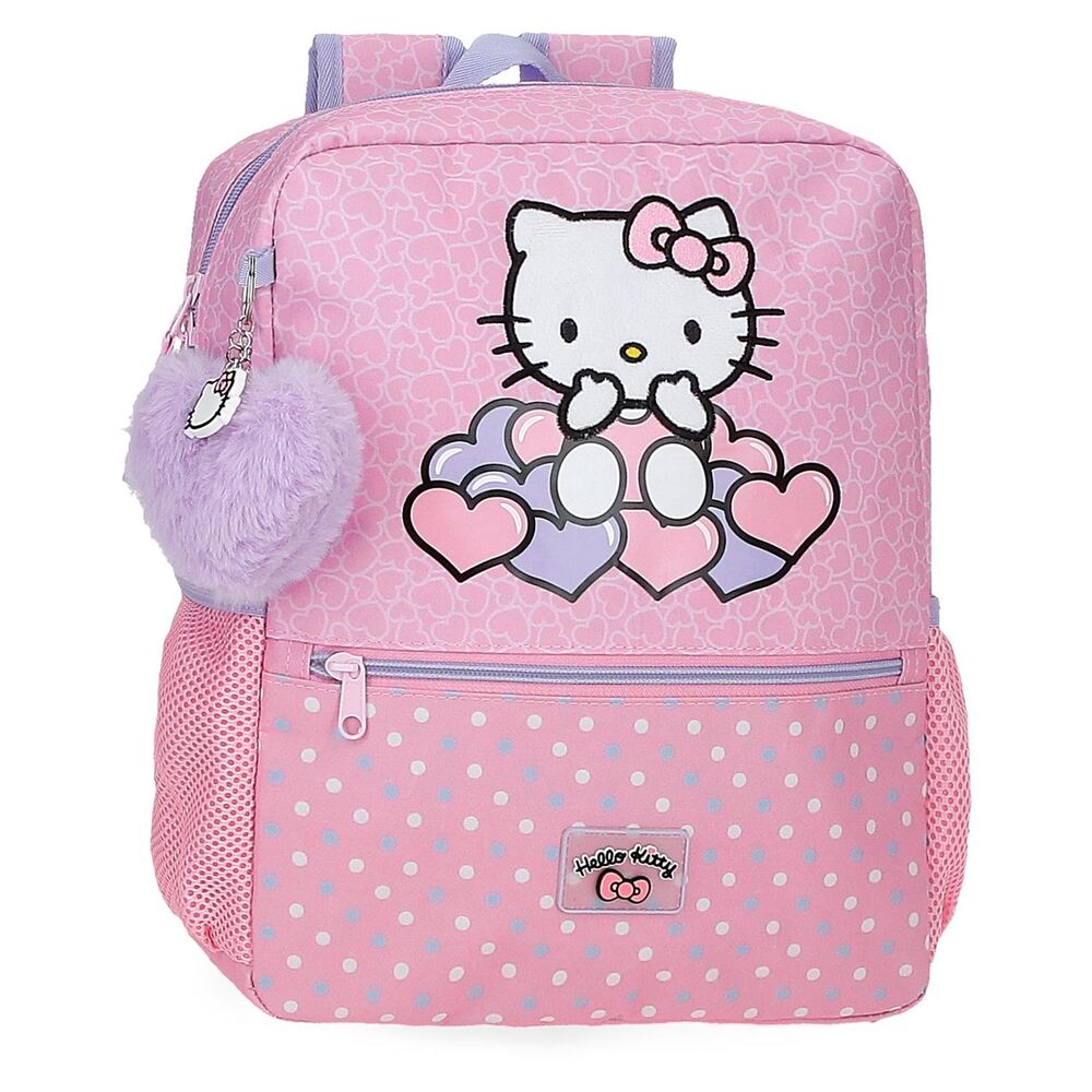 Mochila Pré-Escolar Hearts Dots Hello Kitty 33cm Adaptável