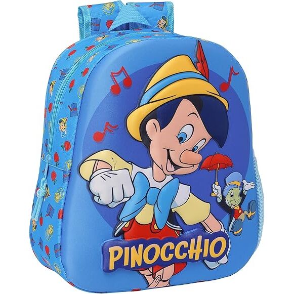 Mochila Pré-Escolar 3D Pinocchio Disney 33cm