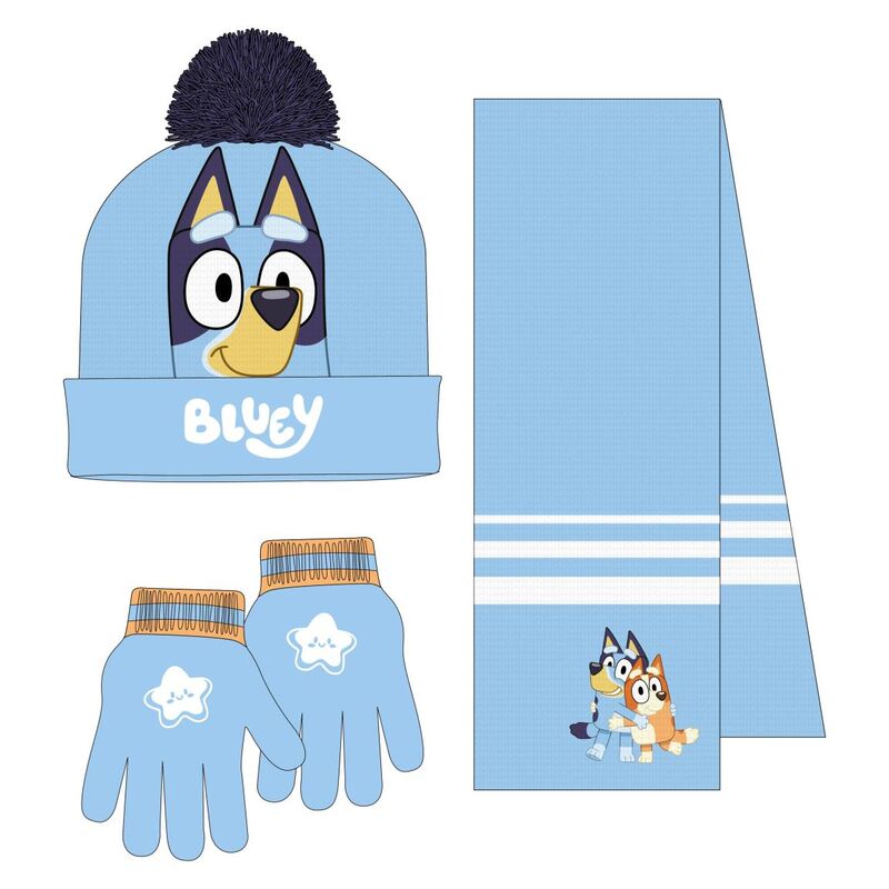 Conjunto de Gorro, Cachecol e Luvas Bluey